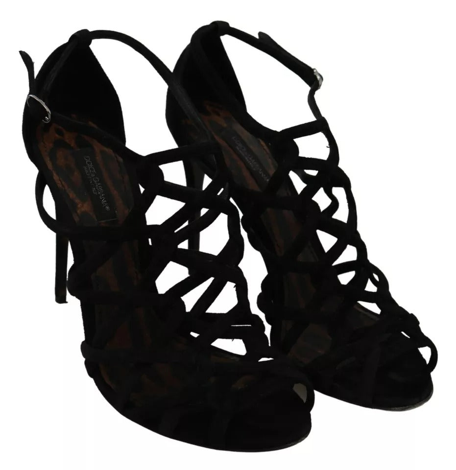 - Black Suede Ankle Strap Stiletto Shoes