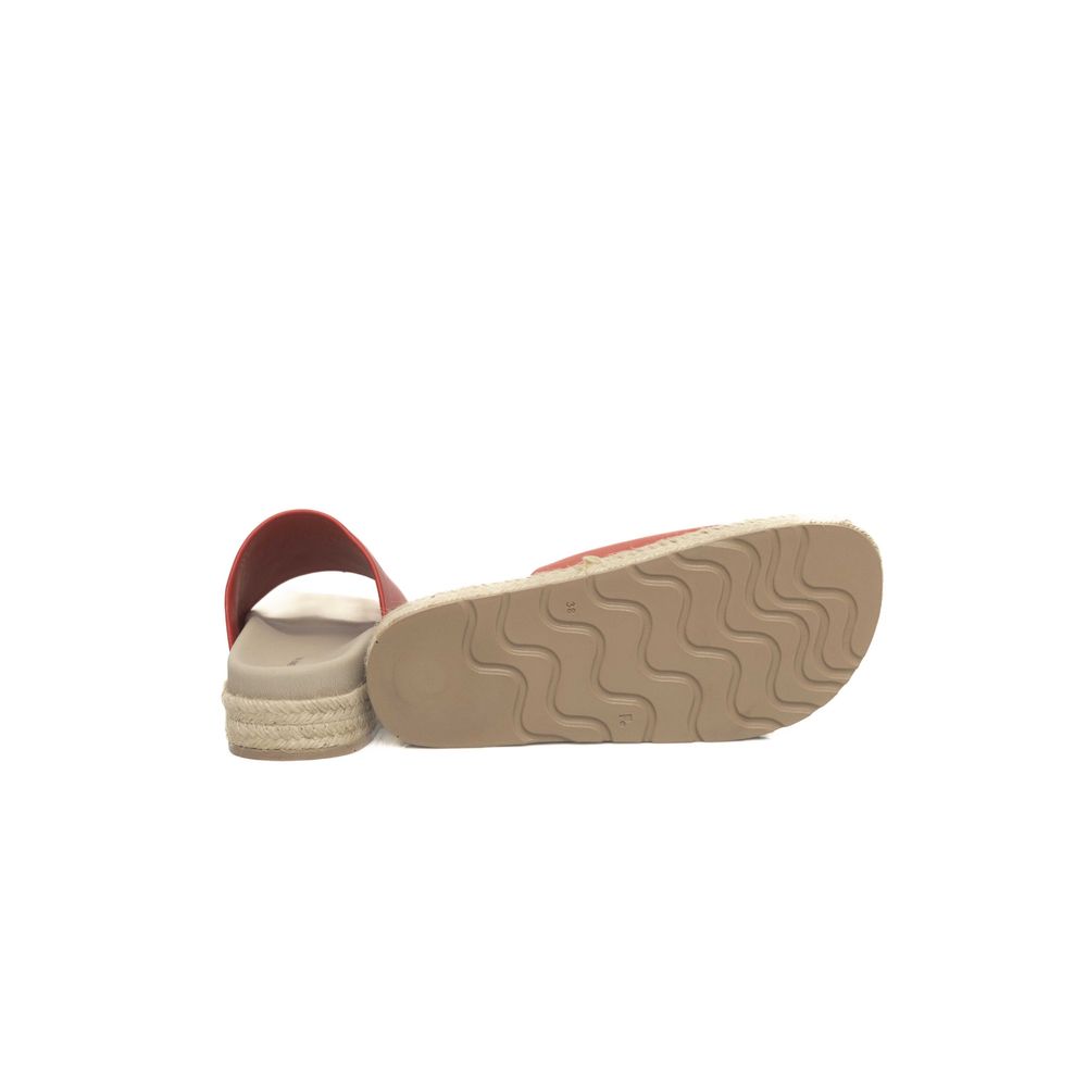 Cerruti 1881 Red Calfskin Platform Sandal for Women