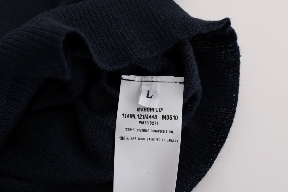 - Elegant Blue Wool Cardigan Sweater