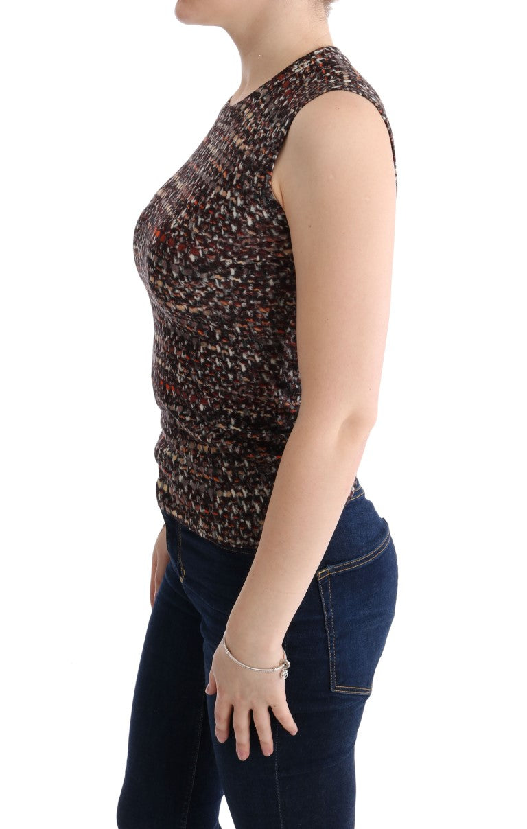 - Sleeveless Multicolor Knit Wool Top