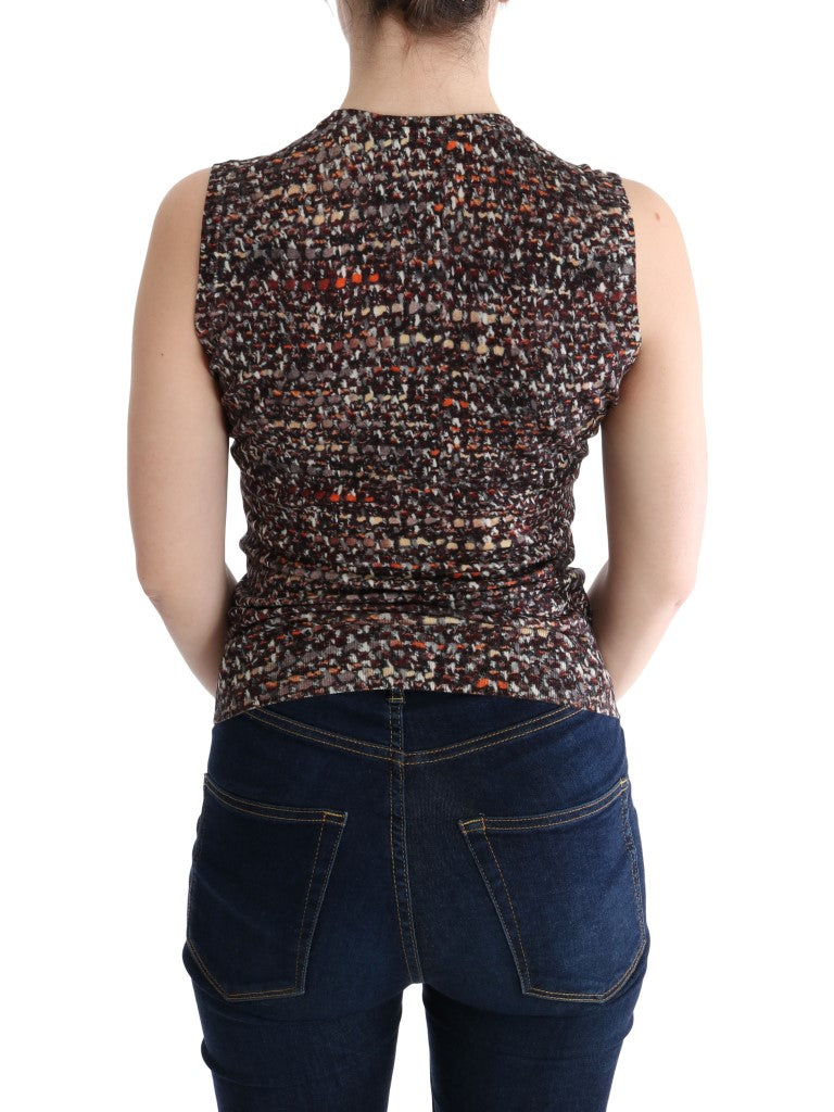 - Sleeveless Multicolor Knit Wool Top