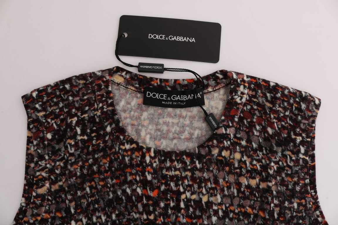 - Sleeveless Multicolor Knit Wool Top