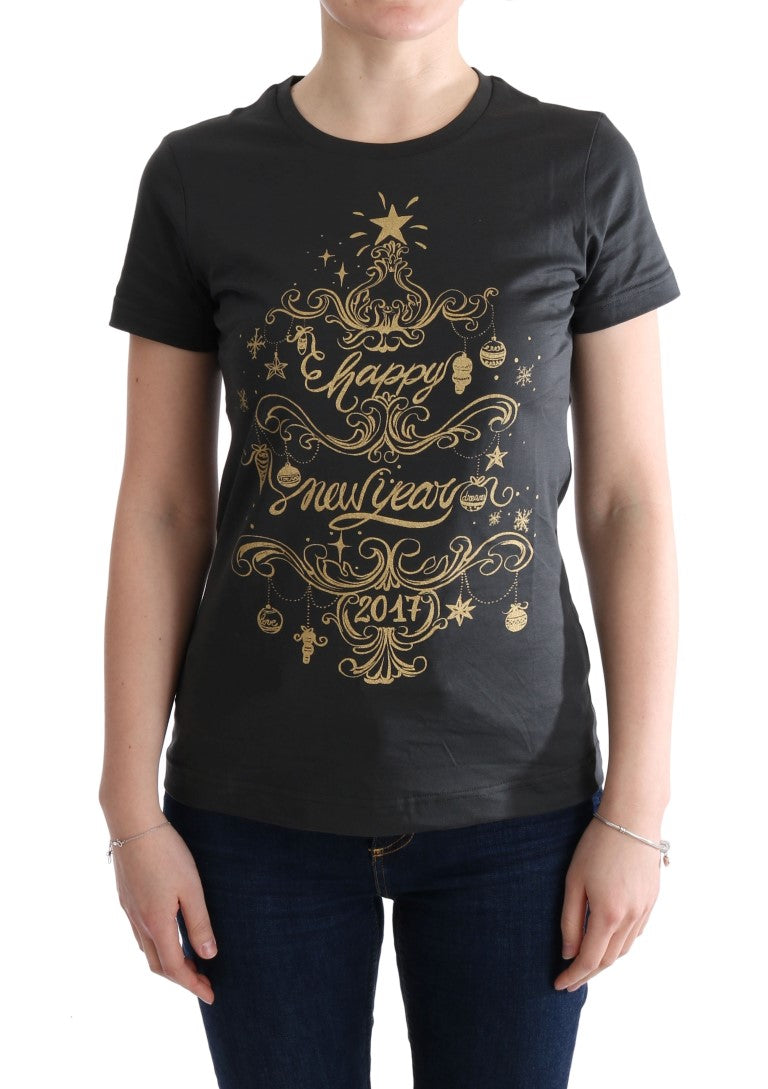- Elegant Gray Cotton Tee with Exclusive Print