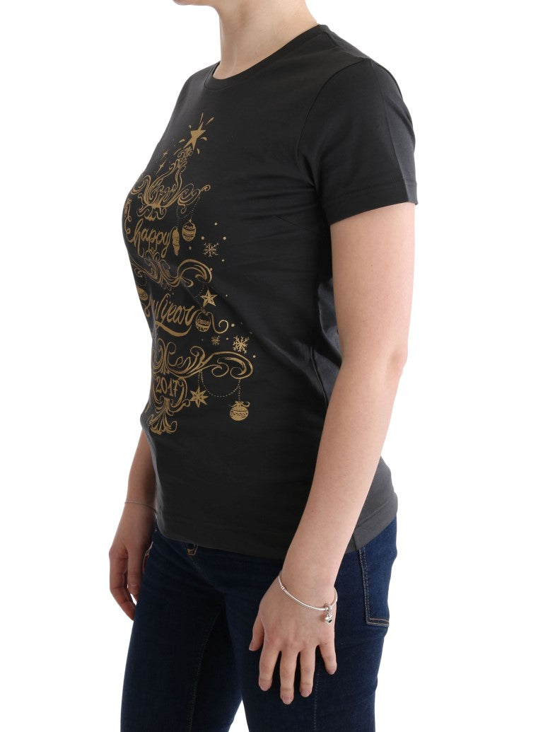 - Elegant Gray Cotton Tee with Exclusive Print