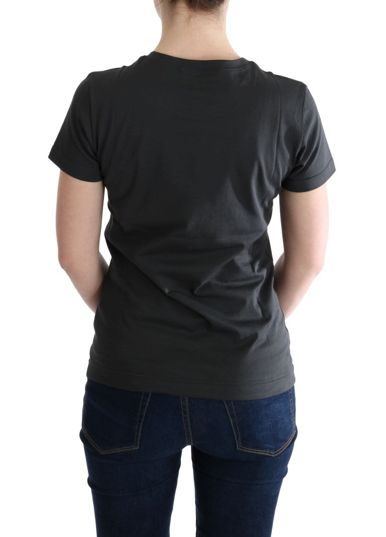 - Elegant Gray Cotton Tee with Exclusive Print