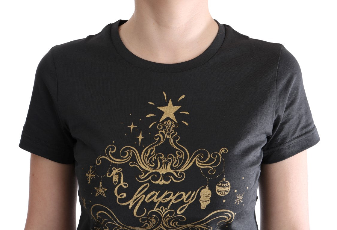 - Elegant Gray Cotton Tee with Exclusive Print