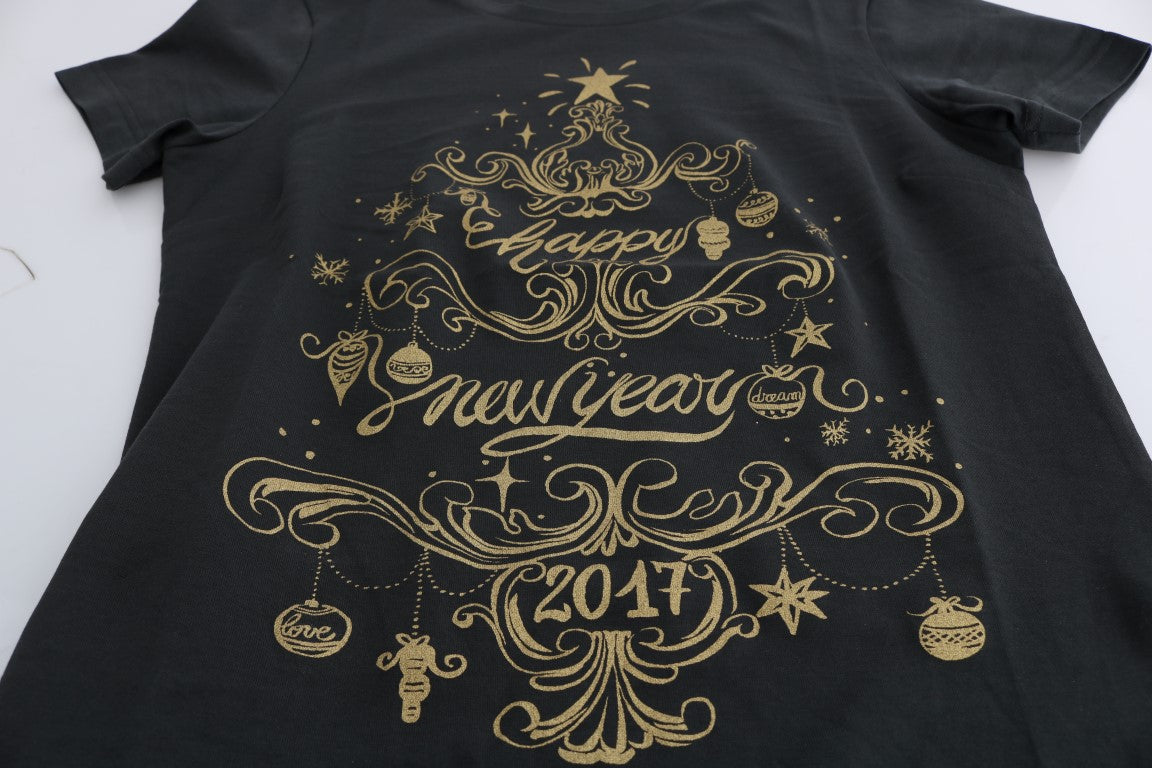 - Elegant Gray Cotton Tee with Exclusive Print