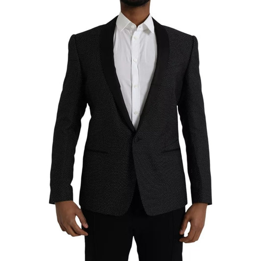 - Black Jacquard MARTINI Single Breasted Coat Blazer