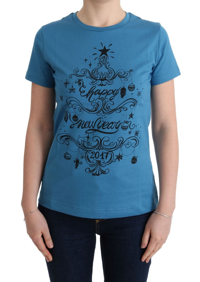 - Chic Blue Cotton Tee with 2017 Print