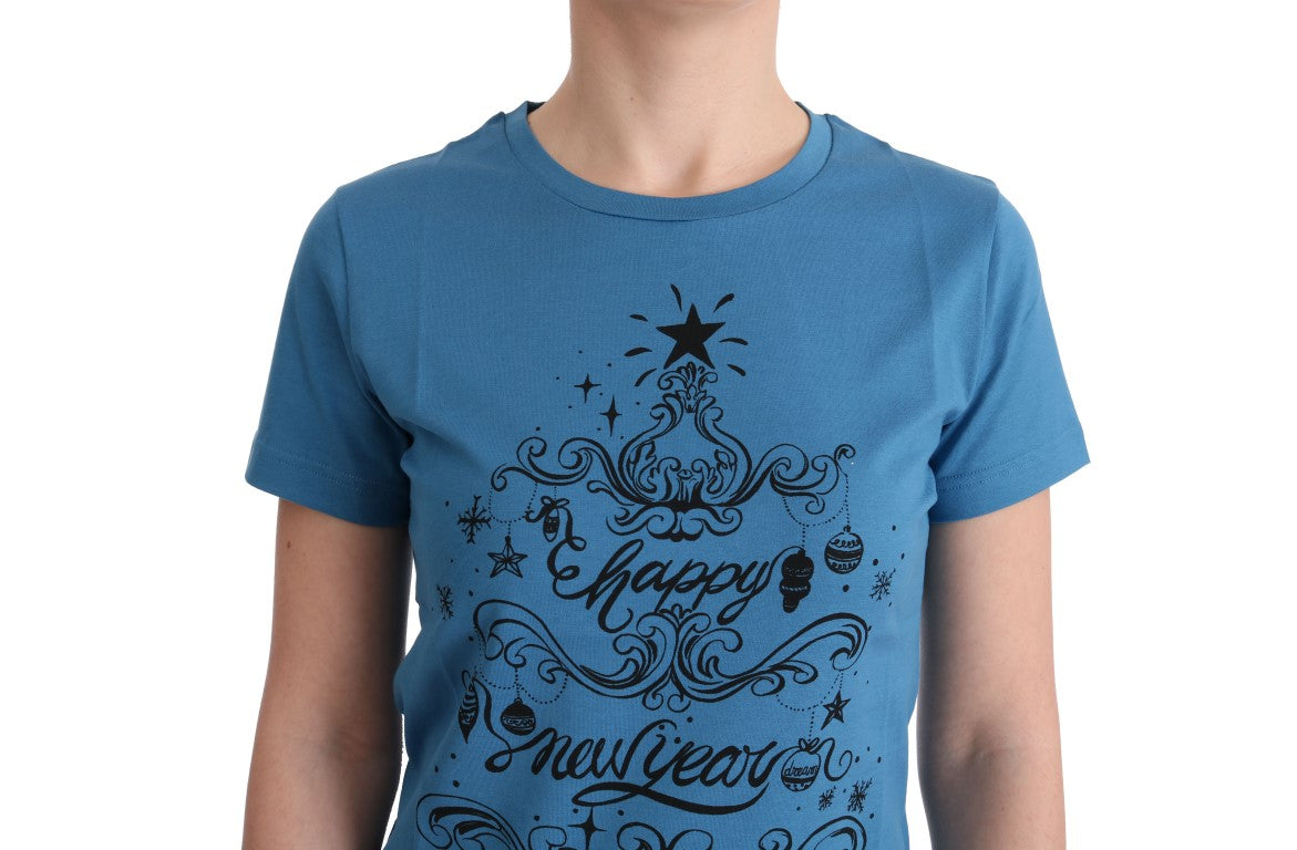 - Chic Blue Cotton Tee with 2017 Print