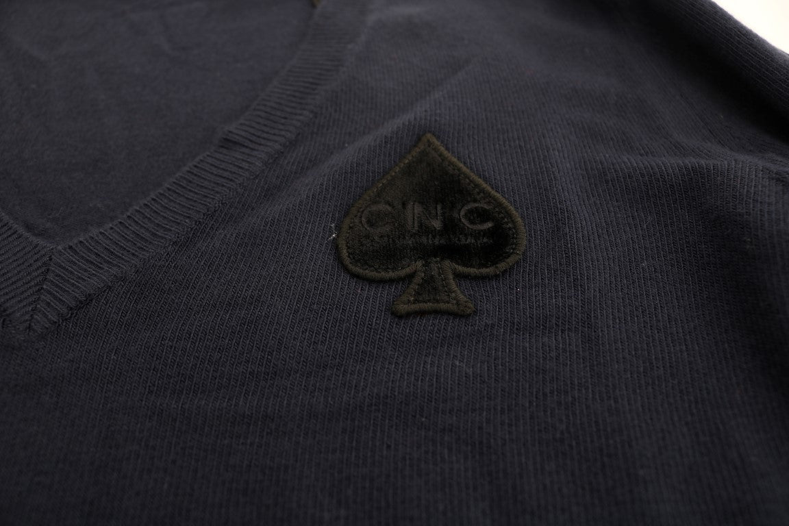 - Elegant Blue V-Neck Sweater