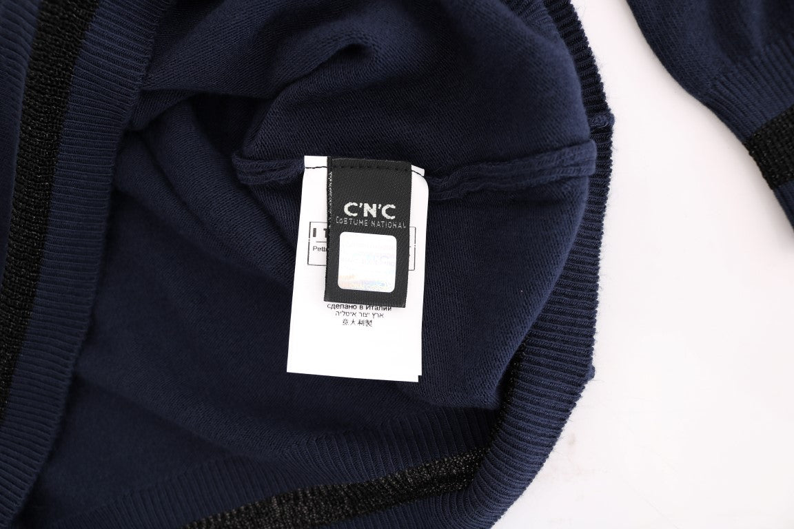 - Elegant Blue V-Neck Sweater