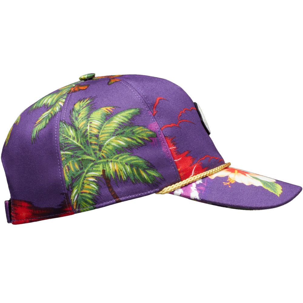 Moncler x Palm Angels Purple Cotton Cap with Floral Print