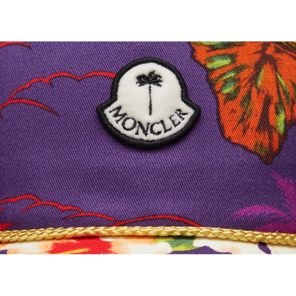 Moncler x Palm Angels Purple Cotton Cap with Floral Print