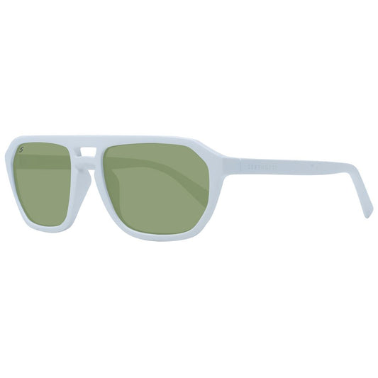 Serengeti White Men's Sunglasses – Aviator Style with Green Photochromatic Lenses, 56mm