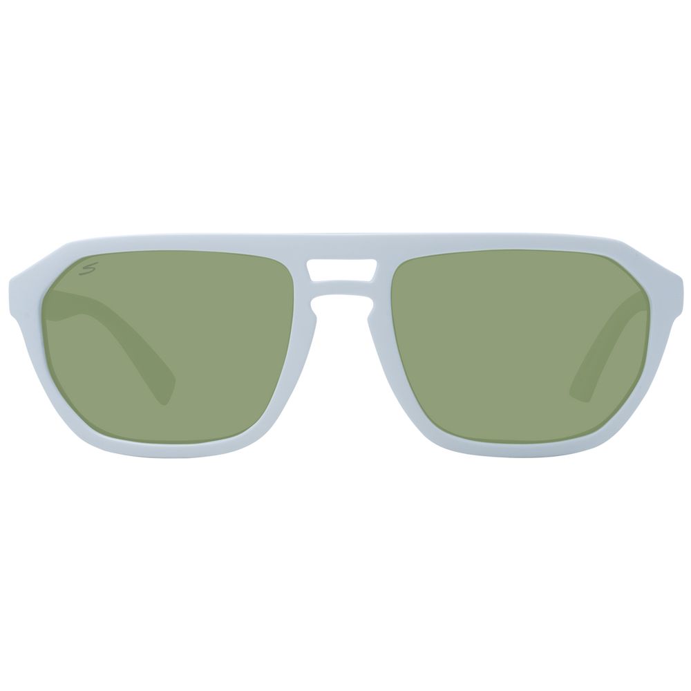 Serengeti White Men's Sunglasses – Aviator Style with Green Photochromatic Lenses, 56mm