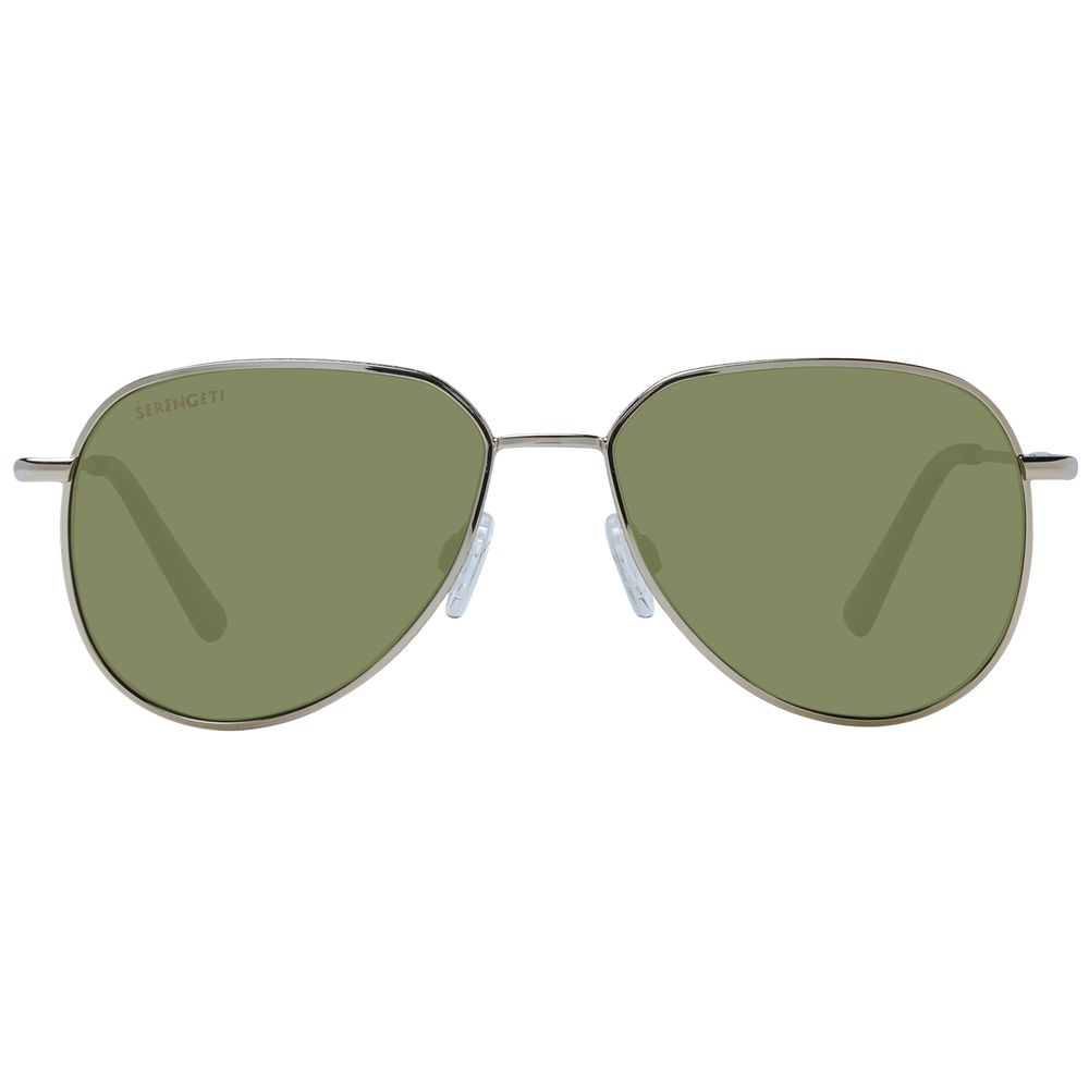 Serengeti Gold Unisex Sunglasses – Stylish Round Frame with Green Lenses, 55mm