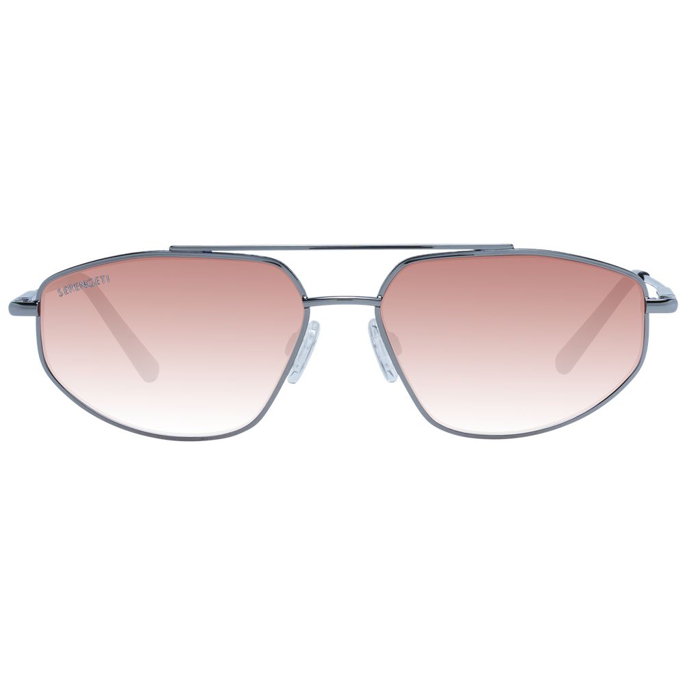 Serengeti Gray Men’s Sunglasses – Gunmetal Aviator Frame with Orange Photochromatic Lenses, 57mm