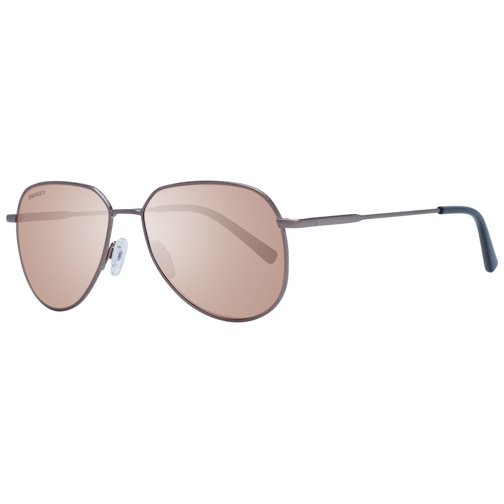 Serengeti Bronze Unisex Sunglasses – Stylish Round Metal Frame with Brown Polarized Lenses, 55mm