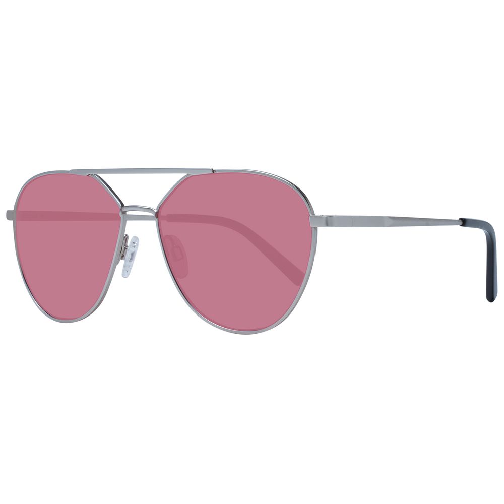 Serengeti Silver Unisex Sunglasses – Aviator Style with Red Photochromatic Lenses, 56mm