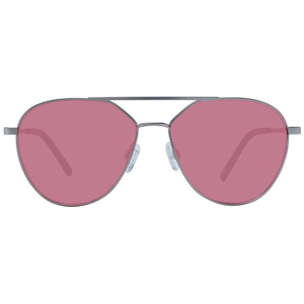 Serengeti Silver Unisex Sunglasses – Aviator Style with Red Photochromatic Lenses, 56mm