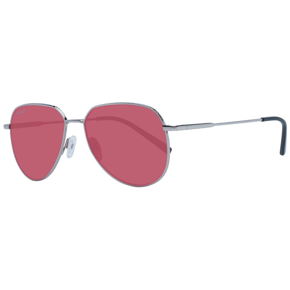 Serengeti Silver Unisex Sunglasses – Stylish Round Frame with Rose Lenses, 55mm