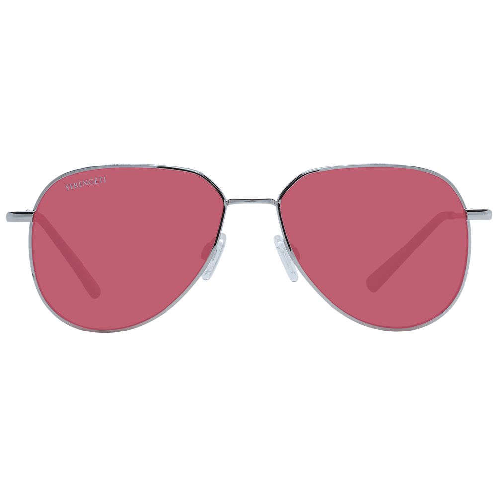 Serengeti Silver Unisex Sunglasses – Stylish Round Frame with Rose Lenses, 55mm