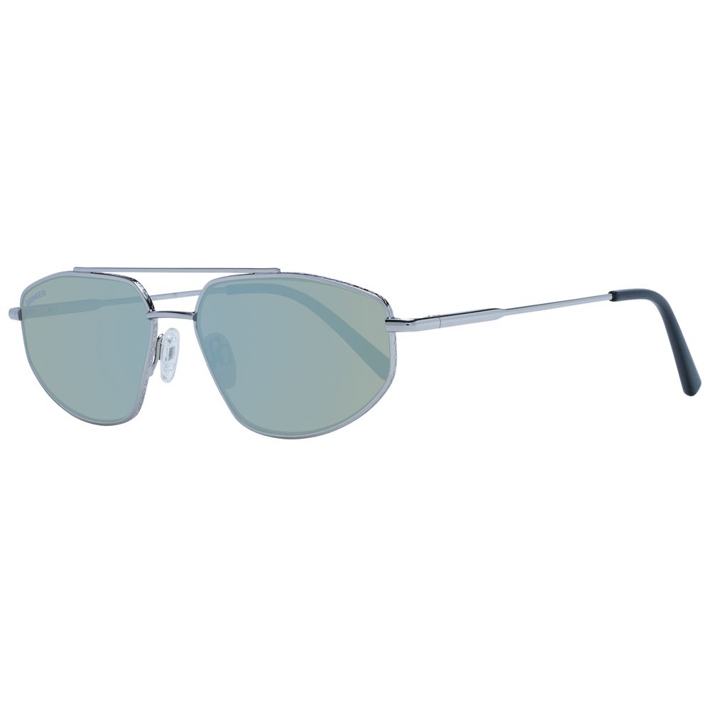 Serengeti Silver Men's Sunglasses – Aviator Frame with Green Mirrored Lenses, 57mm