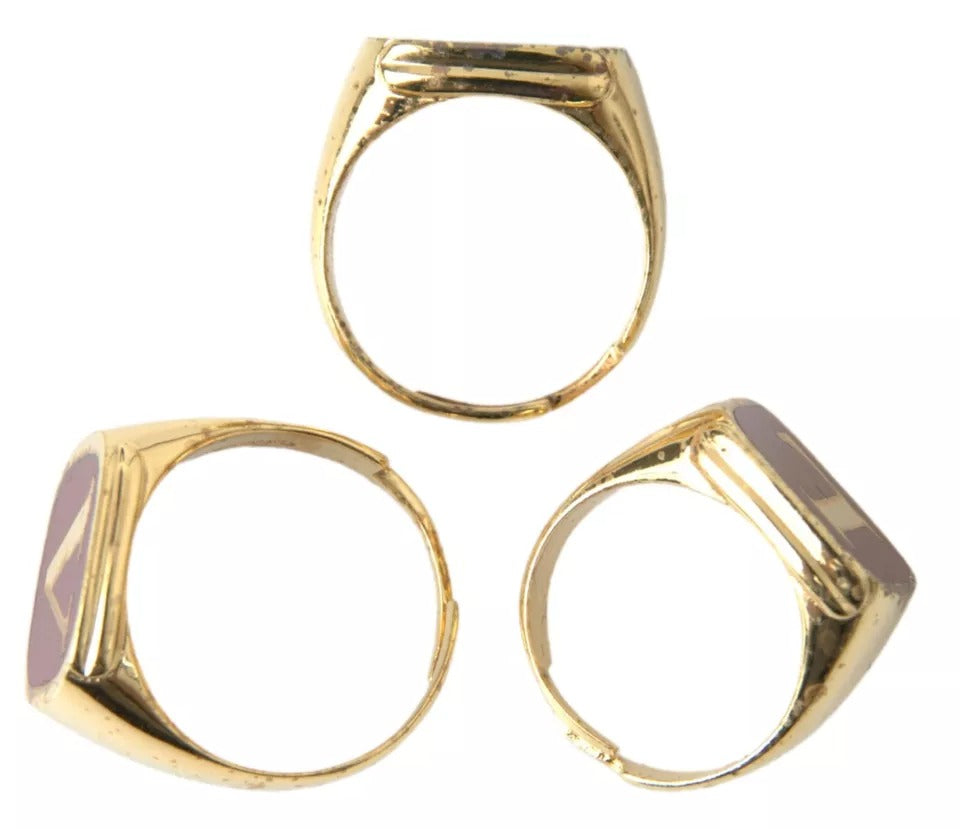 - Gold Brass LOVE Enamel Set of 3 Ring