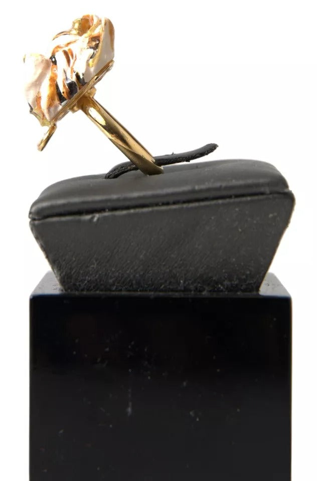 - Gold Brass Resin Beige Dog Pet Accessory Ring