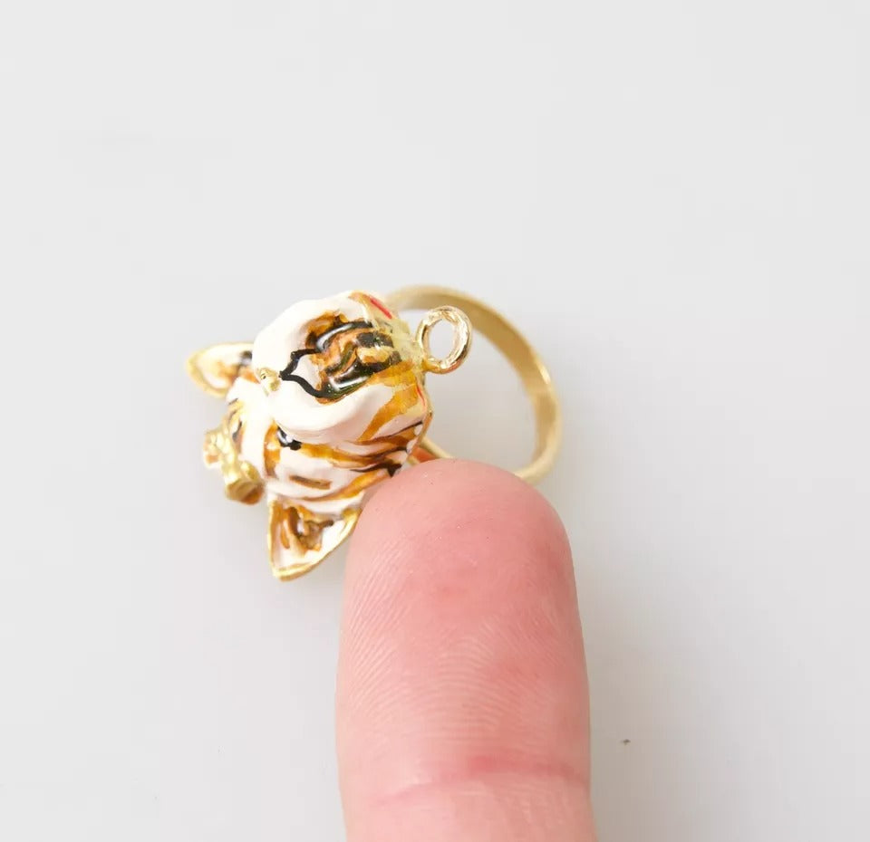 - Gold Brass Resin Beige Dog Pet Accessory Ring