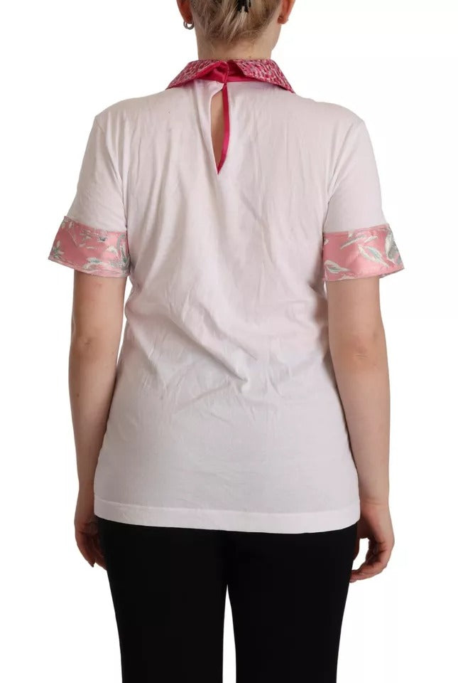 - White Sartoria T-shirt Button Wide Collar Top