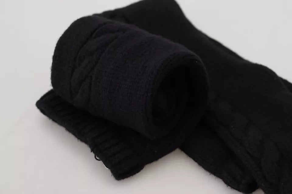 - Black Wool Knit Calf Long Women Accessory Socks