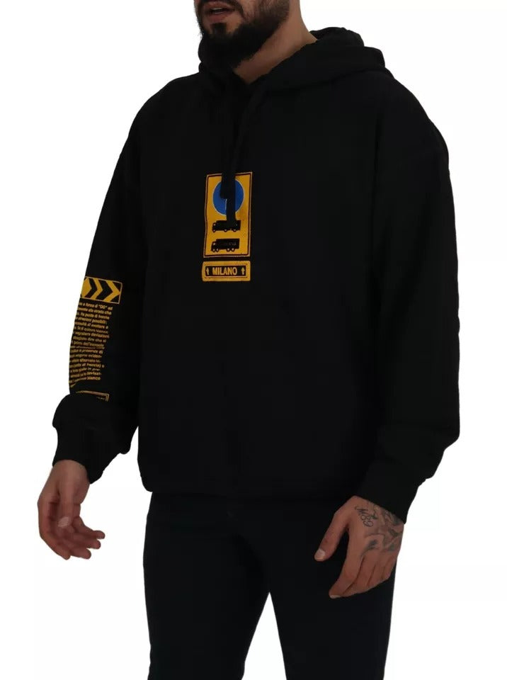 - Black Cotton Logo Hooded Sweatshirt Sweater