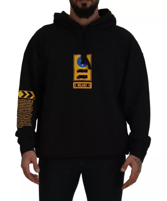 - Black Cotton Logo Hooded Sweatshirt Sweater