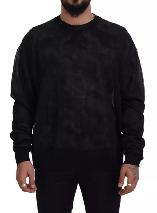- Black Polyester Crewneck Pullover Sweater