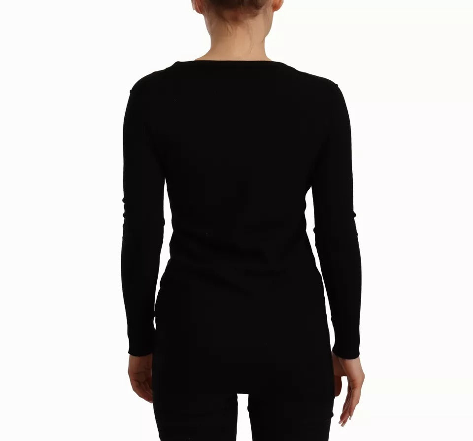 - Black Wool Knit Button Down Cardigan Sweater