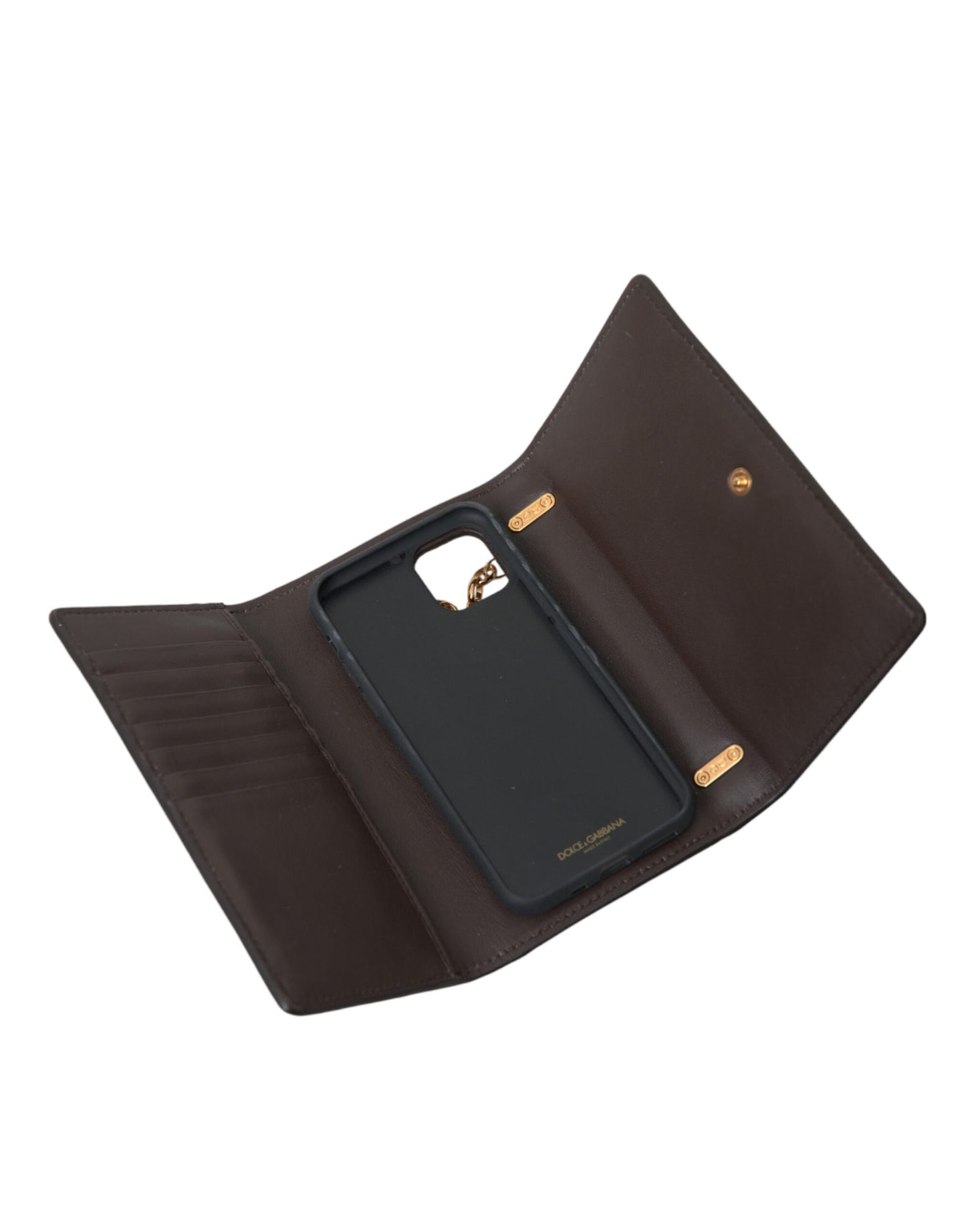 Dolce & Gabbana Brown Python Leather Crossbody Phone Bag
