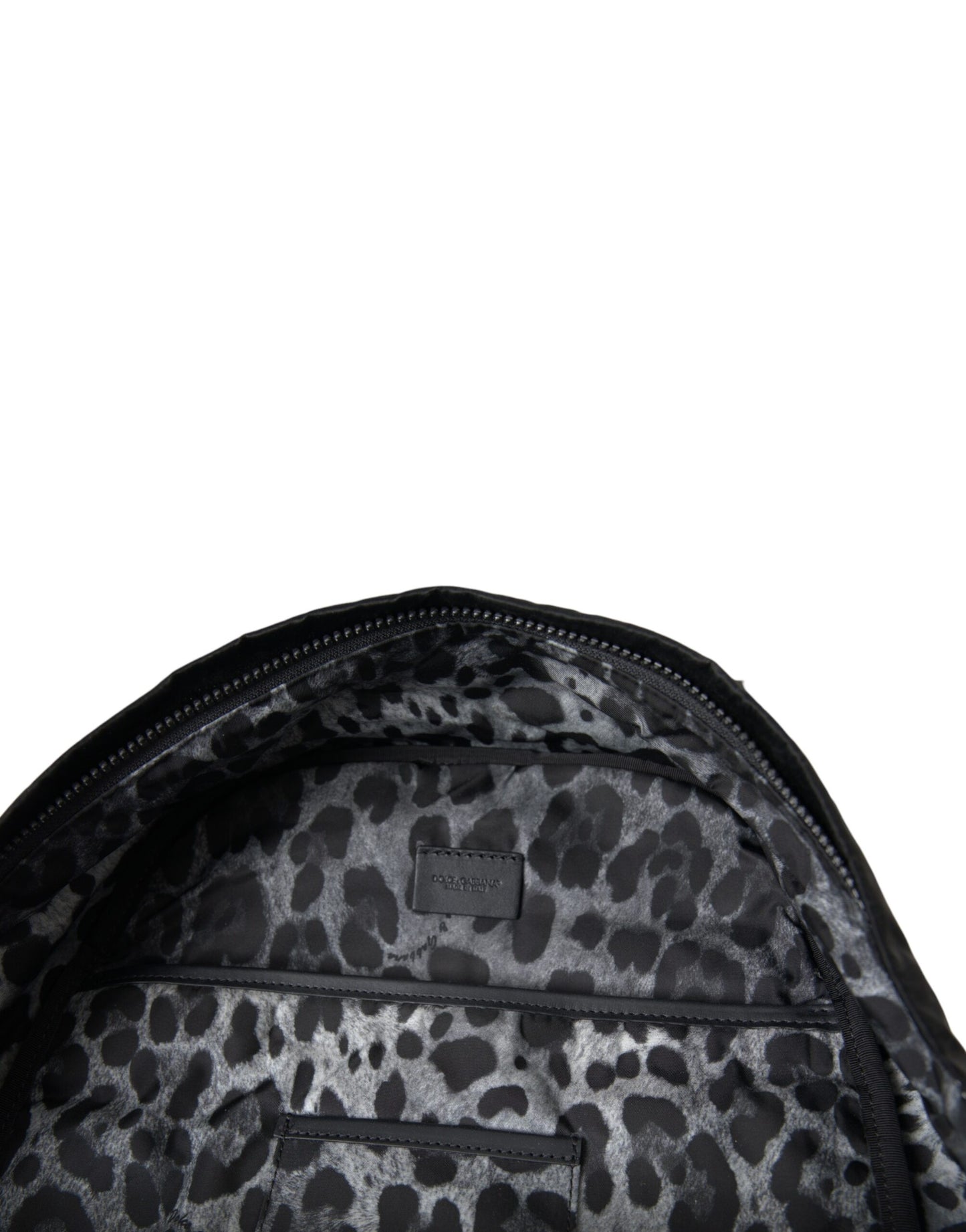 - Black Patent Leather Logo Plaque Backpack Bag