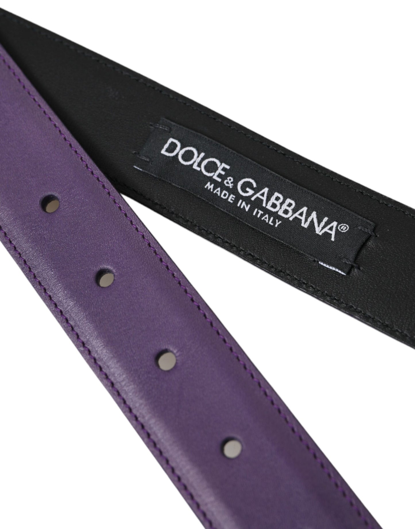 - Purple Leather Gold Metal Buckle Belt Men