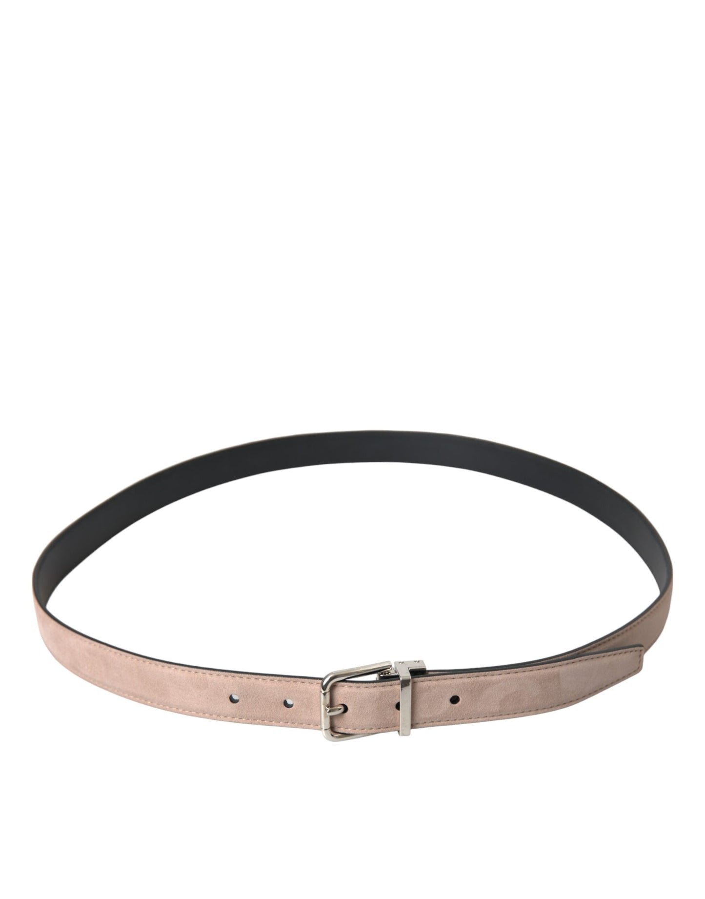 - Beige Suede Leather Silver Buckle Belt Men