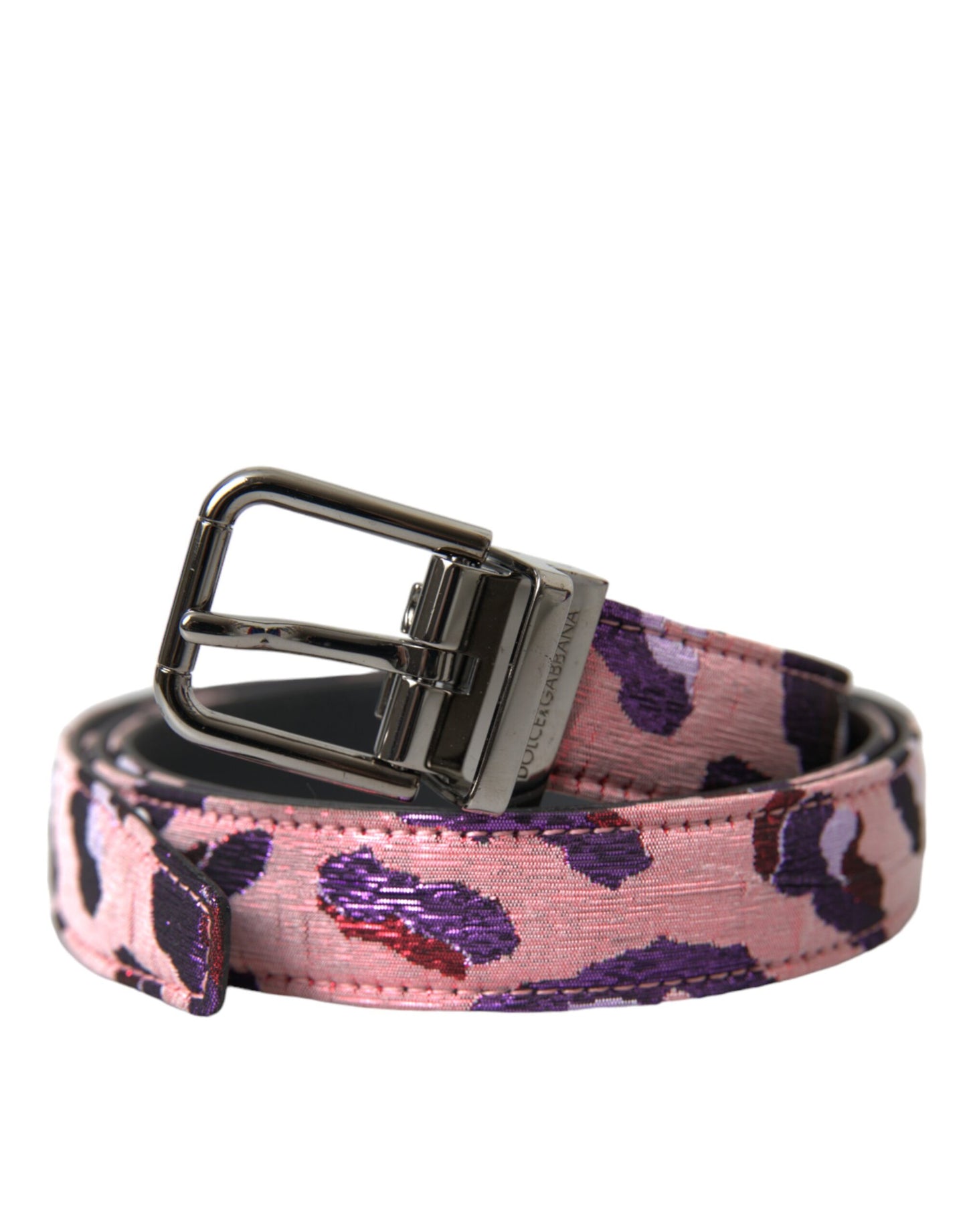 - Multicolor Jacquard Leather Metal Buckle Belt