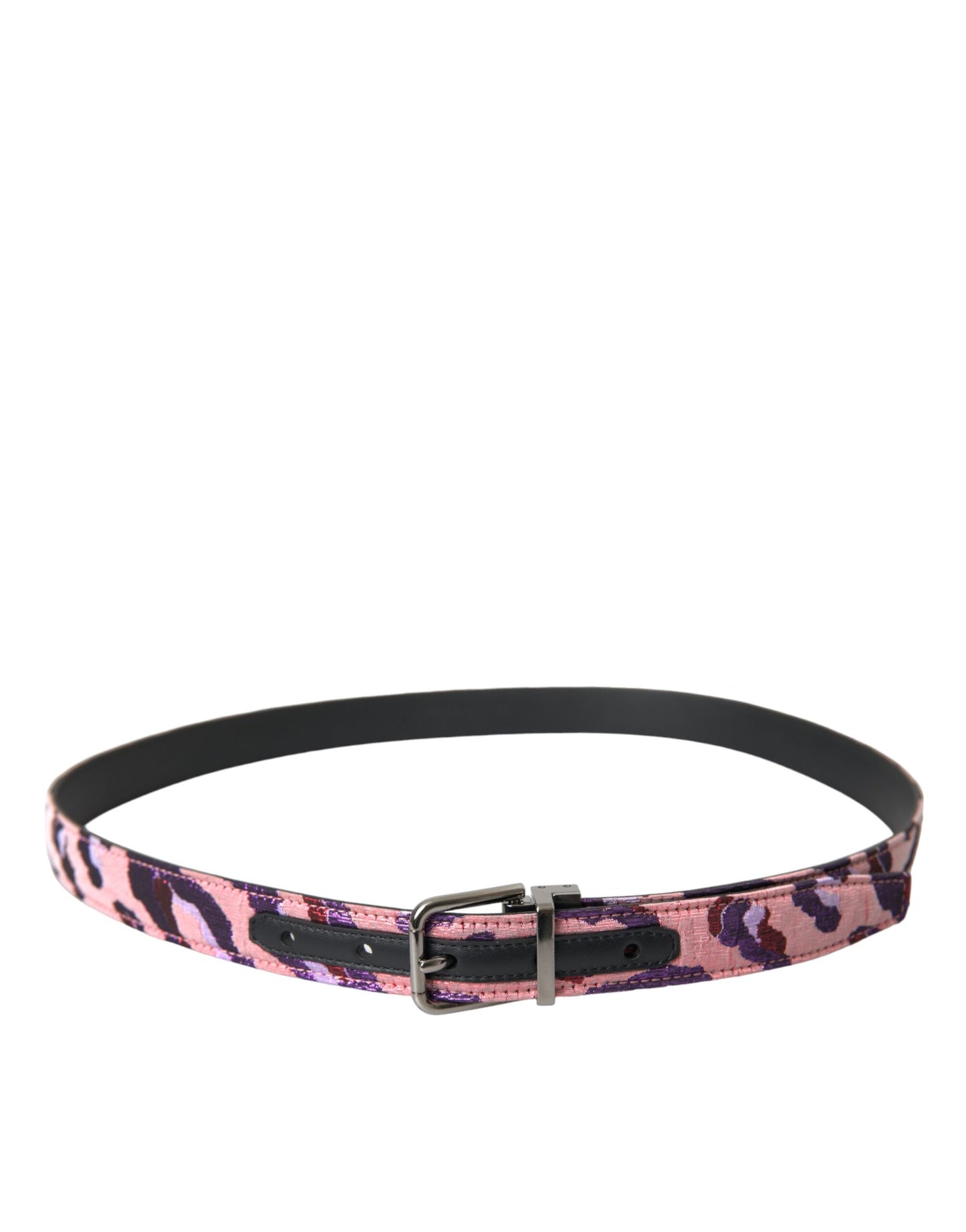 - Multicolor Jacquard Leather Metal Buckle Belt