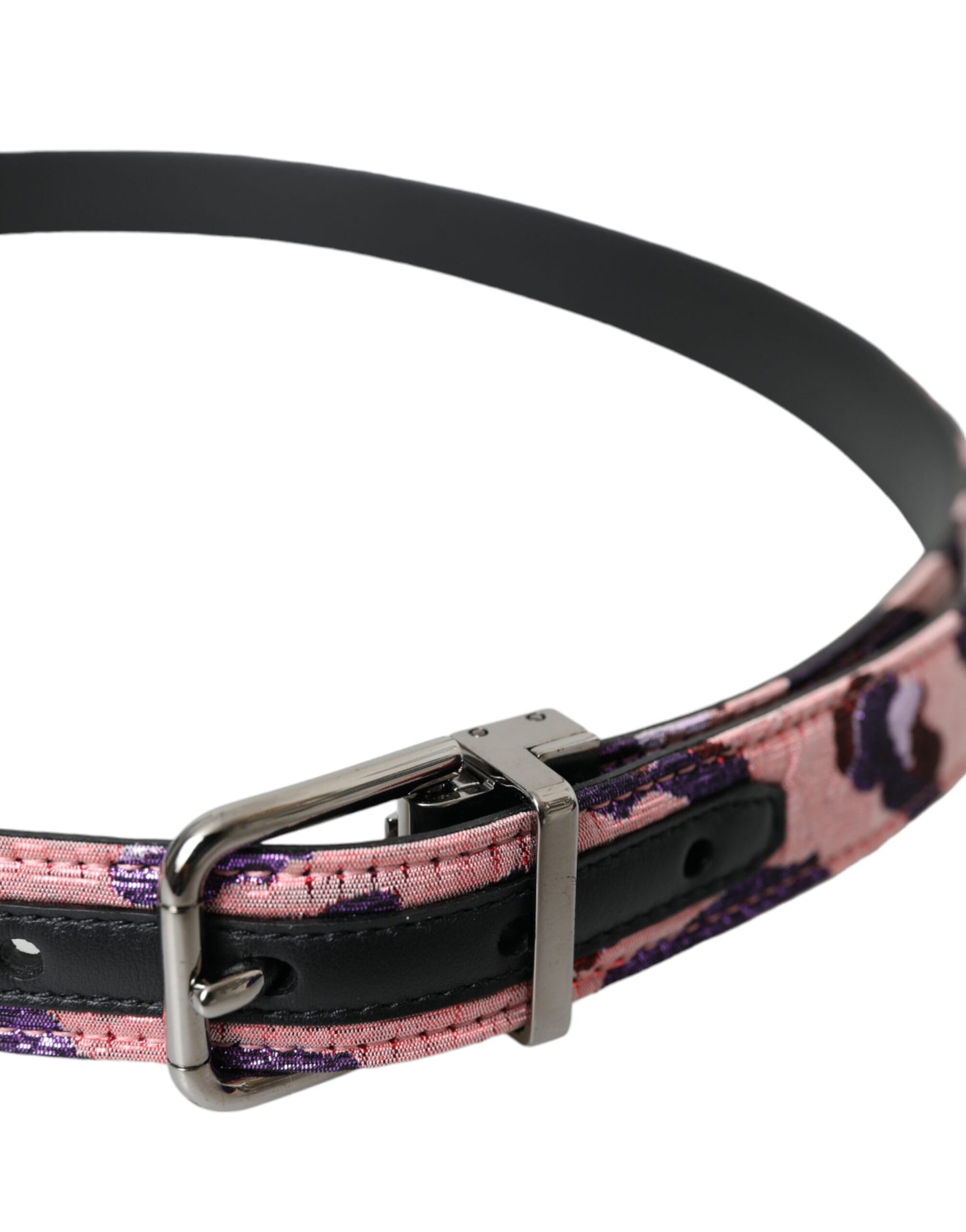 - Multicolor Jacquard Leather Metal Buckle Belt