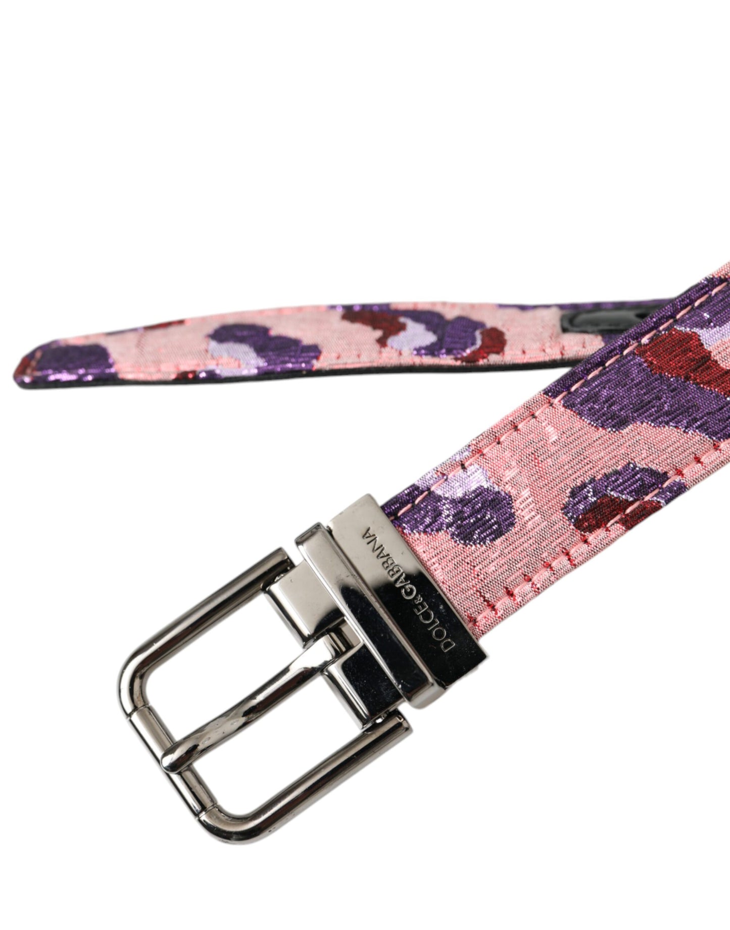 - Multicolor Jacquard Leather Metal Buckle Belt