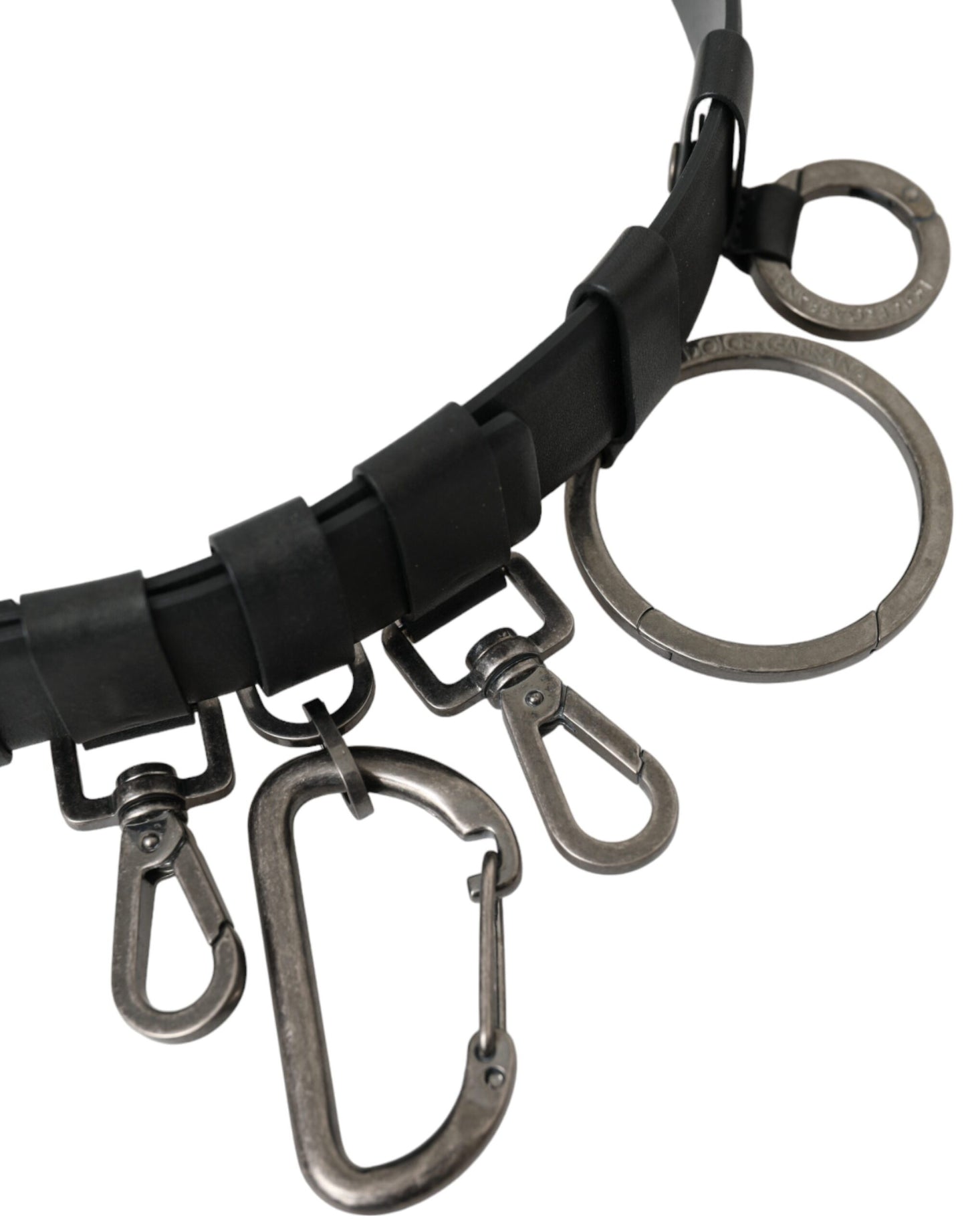 - Black Calf Leather Silver Metal Buckle Belt