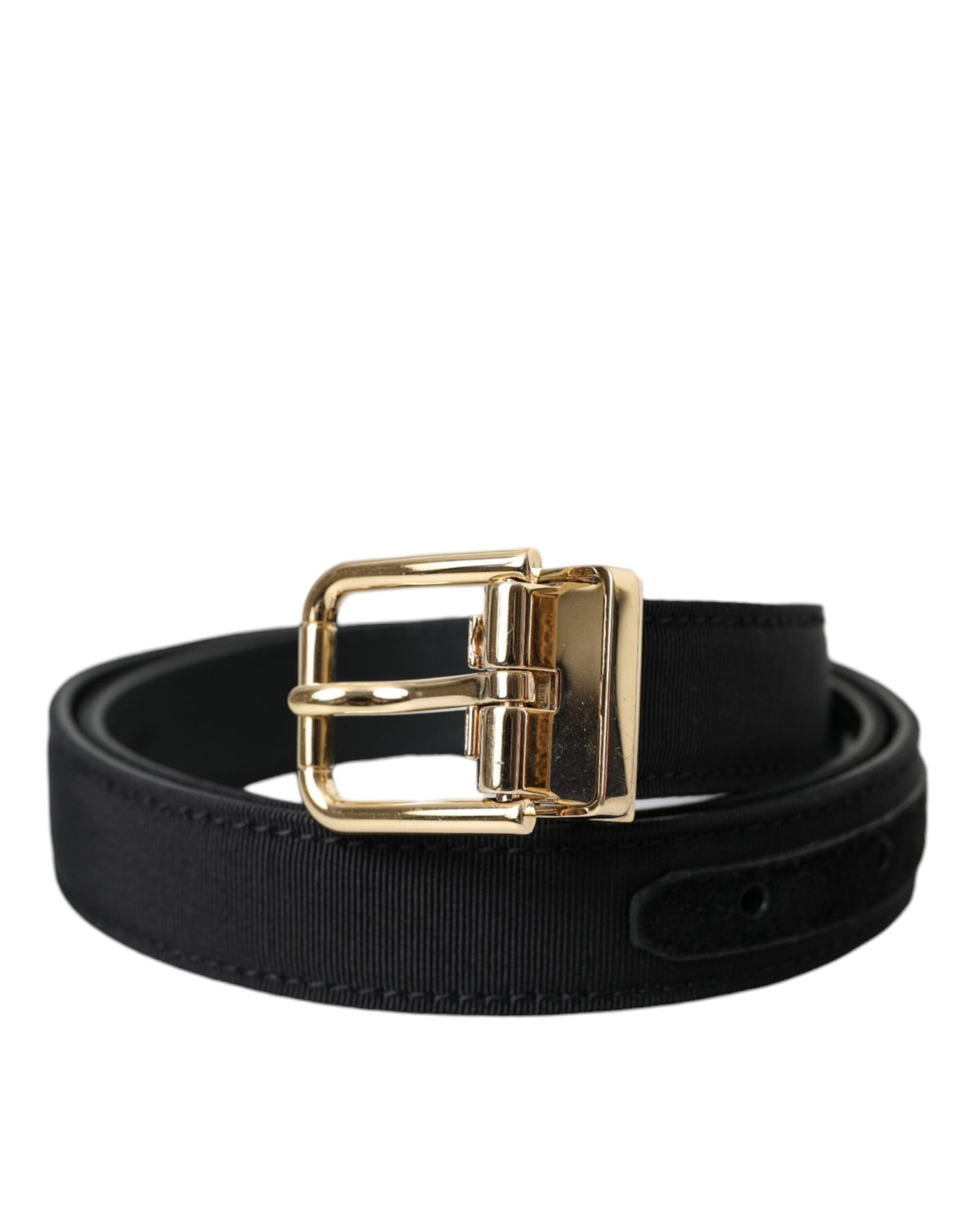 - Black Gros Grain Gold Metal Buckle Belt Men
