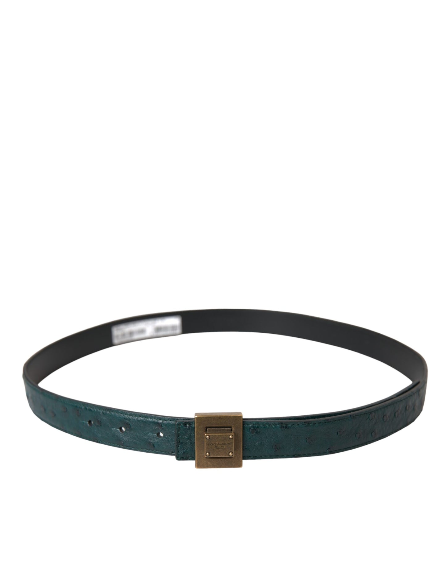 - Dark Green Leather Square Metal Buckle Belt