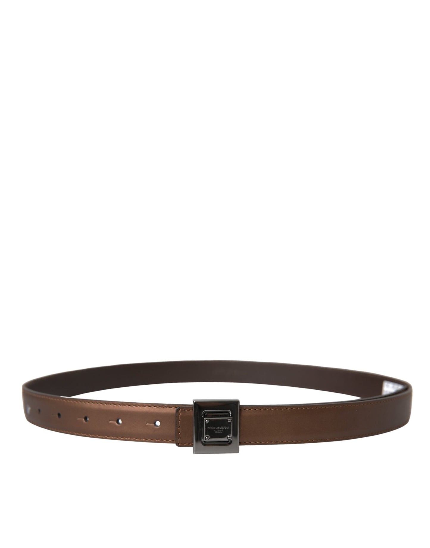 - Bronze Leather Square Metal Buckle Belt