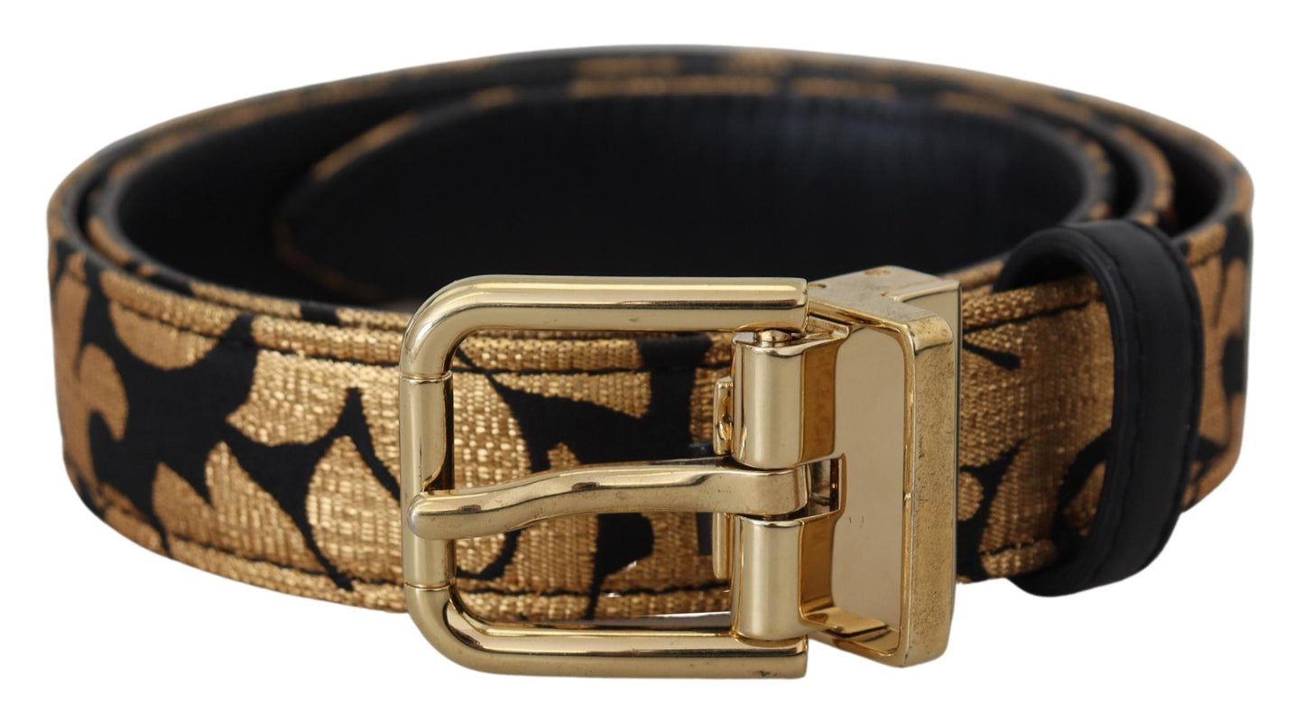 - Multicolor Jacquard Leather Logo Buckle Belt